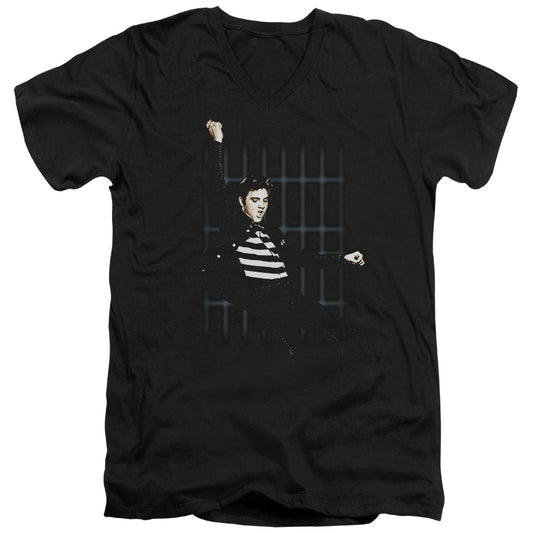Elvis Presley Blue Bars Mens Slim Fit V-Neck T Shirt Black Officially Licensed