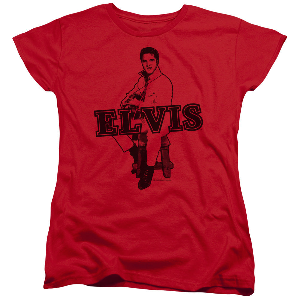 Elvis Presley Jamming Womens T Shirt Red Officially Licensed