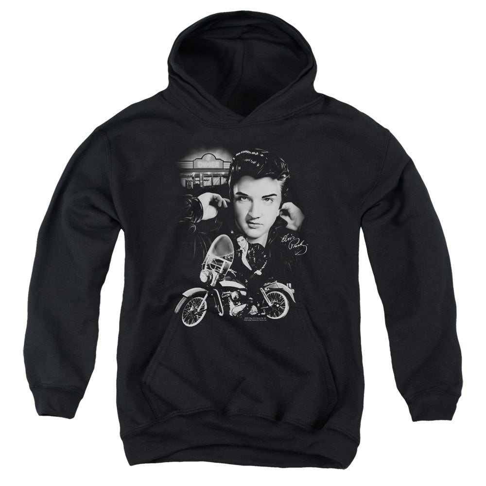Elvis Presley the King Rides Again Kids Youth Hoodie Black Officially Licensed