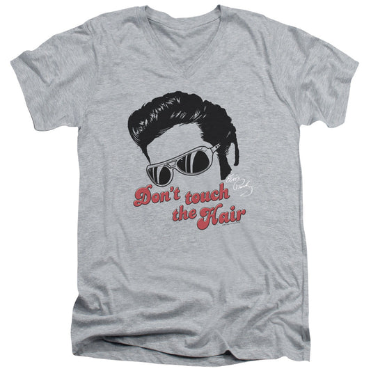 Elvis Presley Dont Touch the Hair 2 Mens Slim Fit V-Neck T Shirt Athletic Heather Officially Licensed