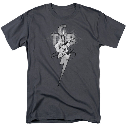 Elvis Presley Tcb Ornate Mens T Shirt Charcoal Officially Licensed