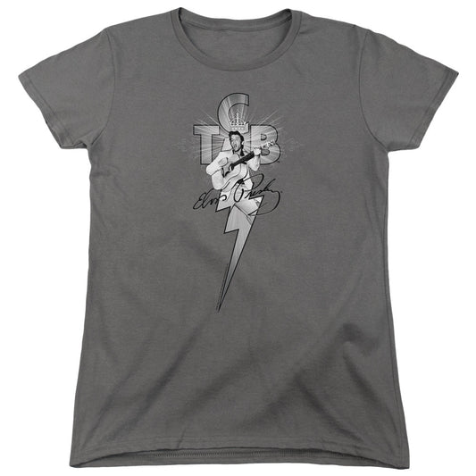 Elvis Presley Tcb Ornate Womens T Shirt Charcoal Officially Licensed