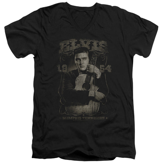 Elvis Presley 1954 Mens Slim Fit V-Neck T Shirt Black Officially Licensed