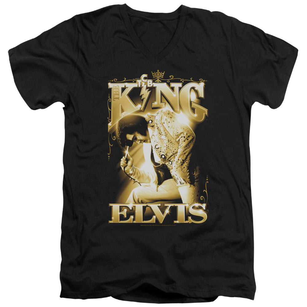 Elvis Presley the King Mens Slim Fit V Neck T Shirt Black Officially Licensed