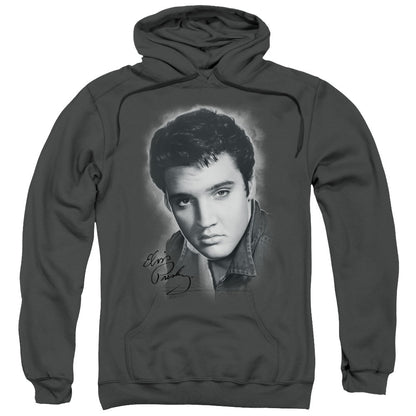 Elvis Presley Grey Portrait Mens Hoodie Charcoal Officially Licensed