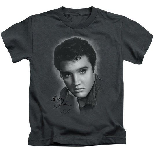 Elvis Presley Grey Portrait Juvenile Kids Youth T Shirt Charcoal Officially Licensed