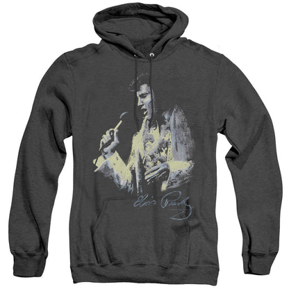 Elvis Presley Painted King Mens Heather Hoodie Black Officially Licensed