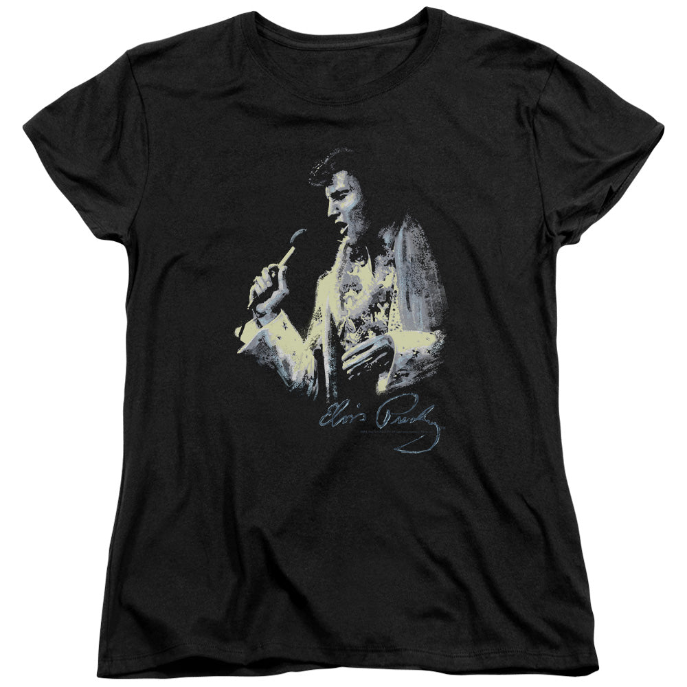 Elvis Presley Painted King Womens T Shirt Black Officially Licensed