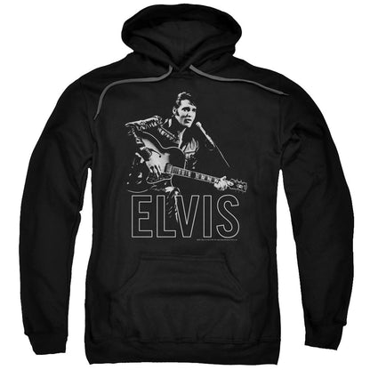 Elvis Presley Guitar In Hand Mens Hoodie Black Officially Licensed