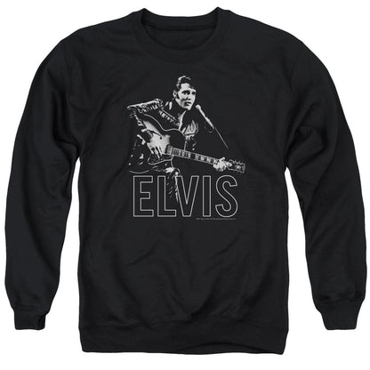 Elvis Presley Guitar In Hand Mens Crewneck Sweatshirt Black