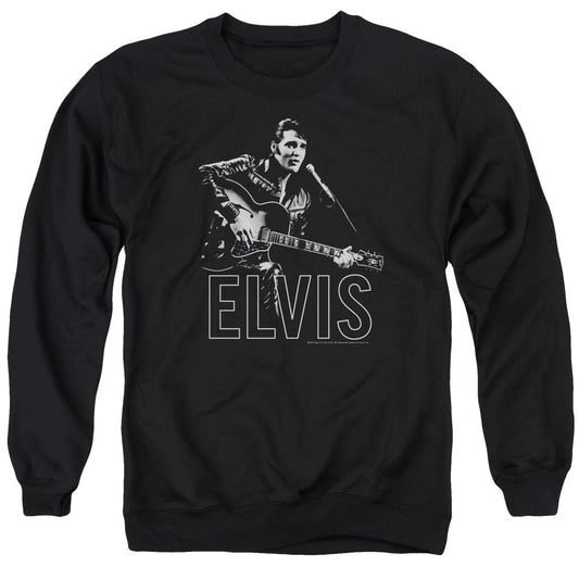 Elvis Presley Guitar In Hand Mens Crewneck Sweatshirt Black