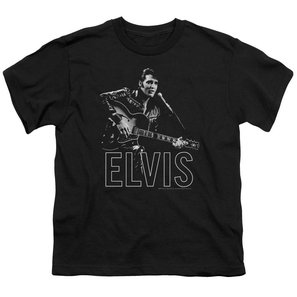 Elvis Presley Guitar in Hand Kids Youth T Shirt Black Officially Licensed