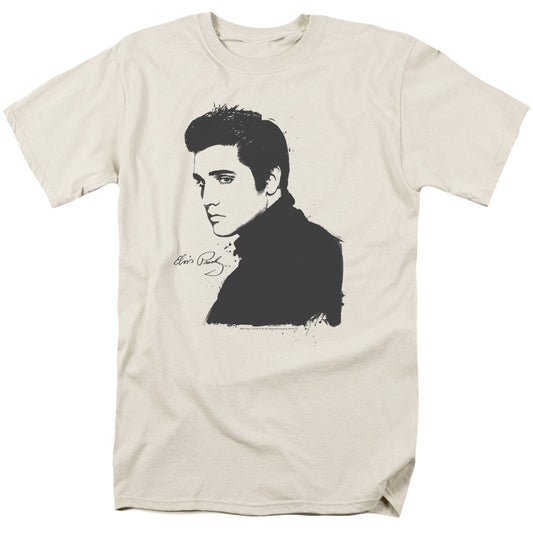 Elvis Presley Black Paint Mens T Shirt Cream Officially Licensed