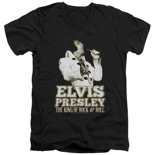Elvis Presley Golden Mens Slim Fit V-Neck T Shirt Black Officially Licensed