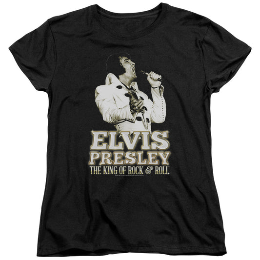 Elvis Presley Golden Womens T Shirt Black Officially Licensed