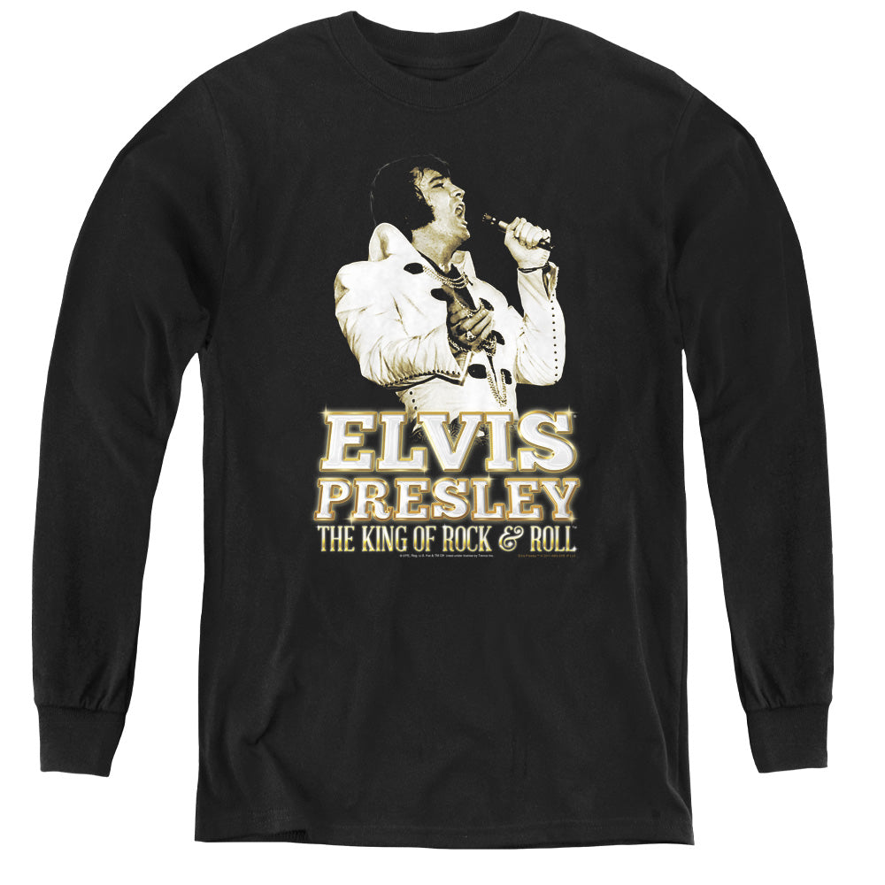 Elvis Presley Golden Long Sleeve Kids Youth T Shirt Black Officially Licensed