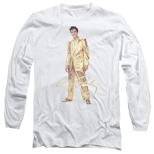 Elvis Presley Gold Lame Suit Mens Long Sleeve Shirt White Officially Licensed Officially Licensed