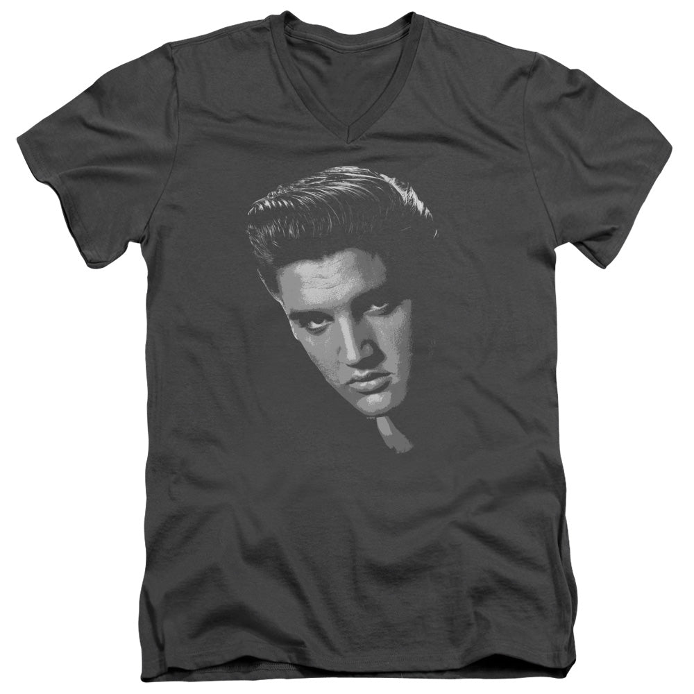 Elvis Presley American Idol Mens Slim Fit V Neck T Shirt Charcoal Officially Licensed