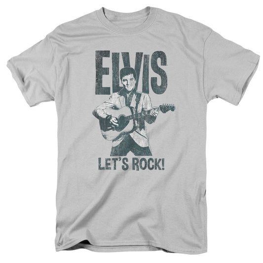 Elvis Presley Lets Rock Mens T Shirt Silver Officially Licensed