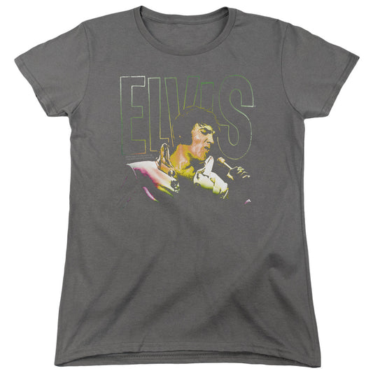 Elvis Presley Multicolored Womens T Shirt Charcoal Officially Licensed