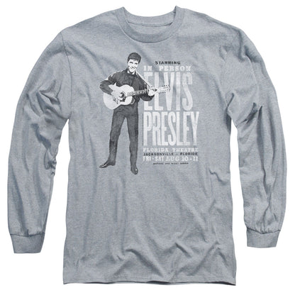 Elvis Presley In Person Mens Long Sleeve Shirt Athletic Heather Officially Licensed Officially Licensed