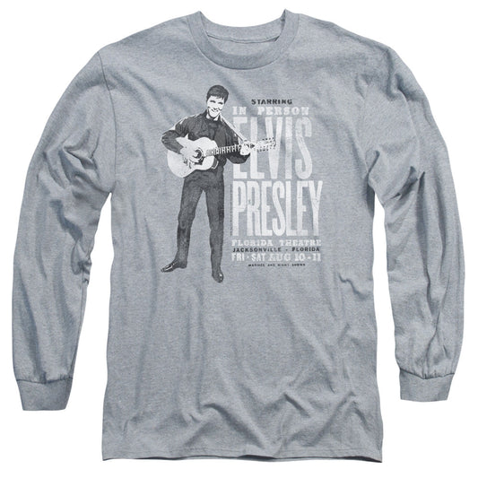 Elvis Presley In Person Mens Long Sleeve Shirt Athletic Heather Officially Licensed Officially Licensed
