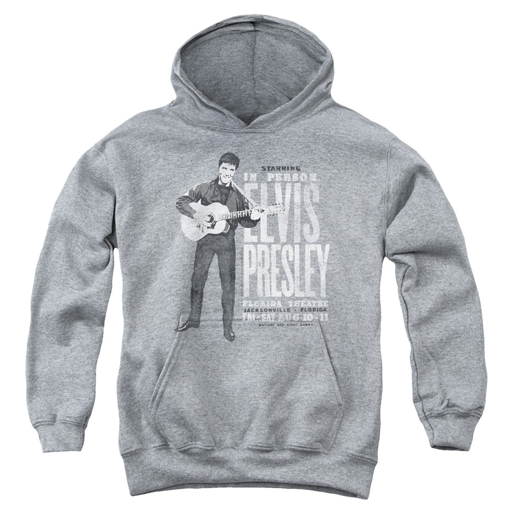 Elvis Presley in Person Kids Youth Hoodie Heather Officially Licensed