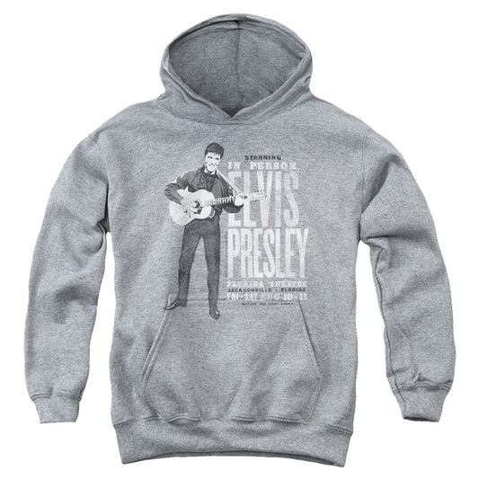 Elvis Presley in Person Kids Youth Hoodie Heather Officially Licensed