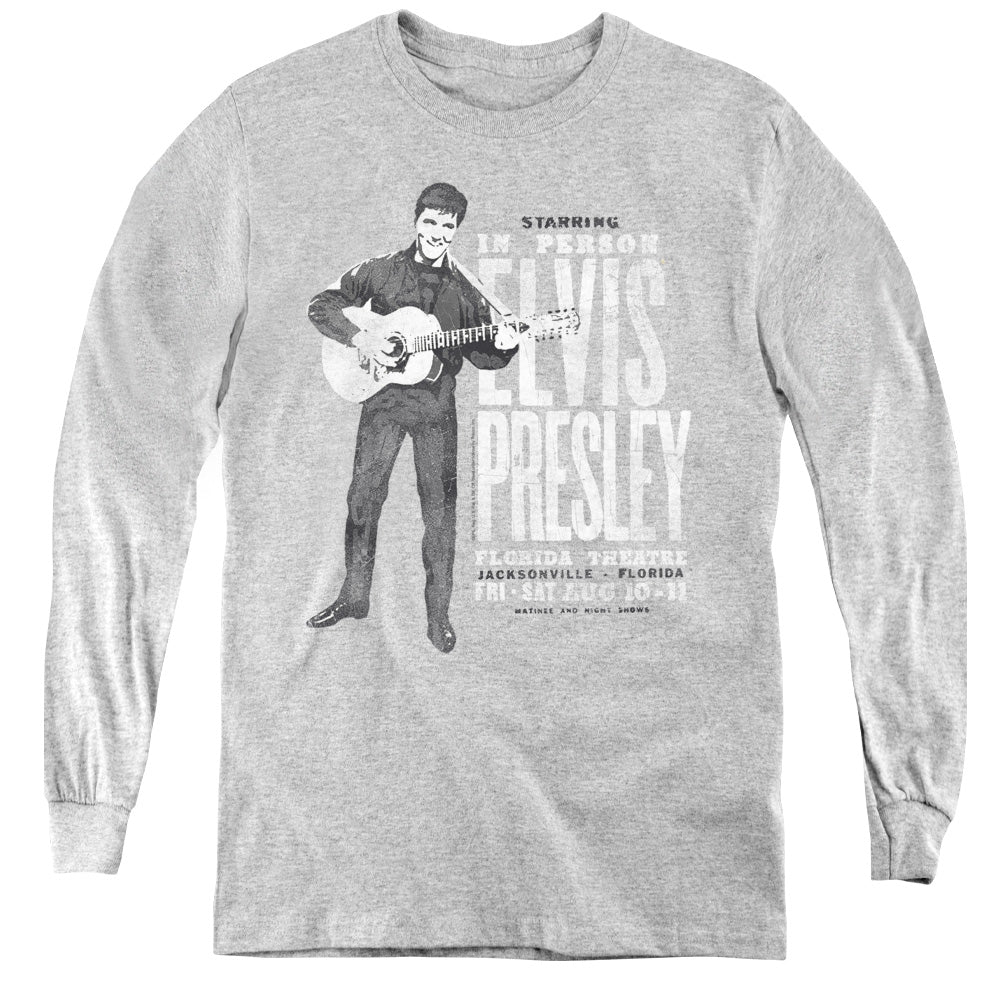 Elvis Presley in Person Long Sleeve Kids Youth T Shirt Athletic Heather Officially Licensed