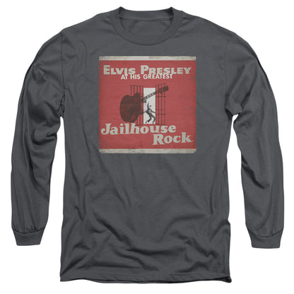 Elvis Presley Greatest Mens Long Sleeve Shirt Charcoal Officially Licensed Officially Licensed