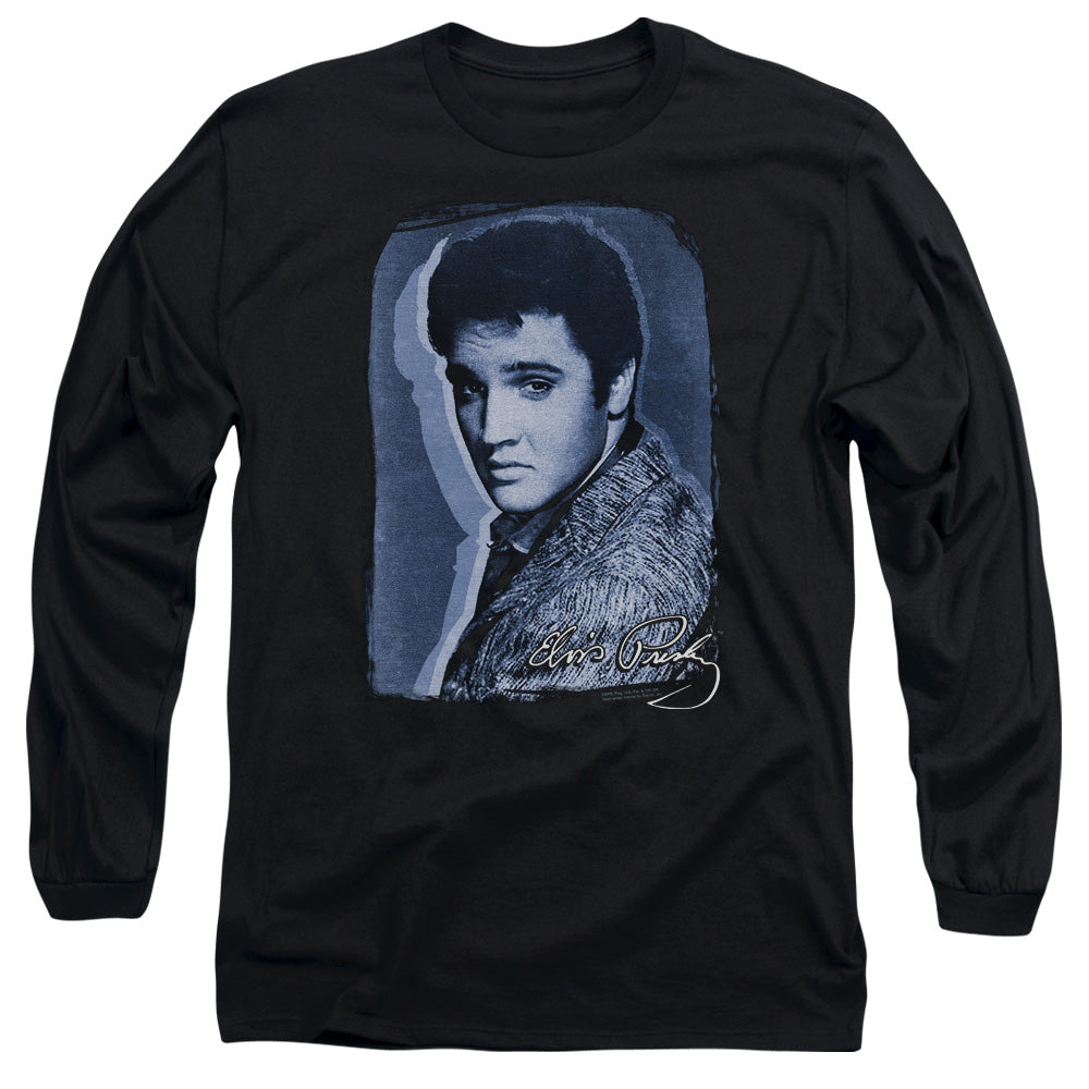 Elvis Presley Overlay Mens Long Sleeve Shirt Black Officially Licensed Officially Licensed