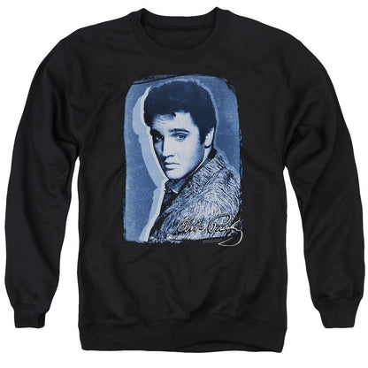 Elvis Presley Overlay Mens Crewneck Sweatshirt Black