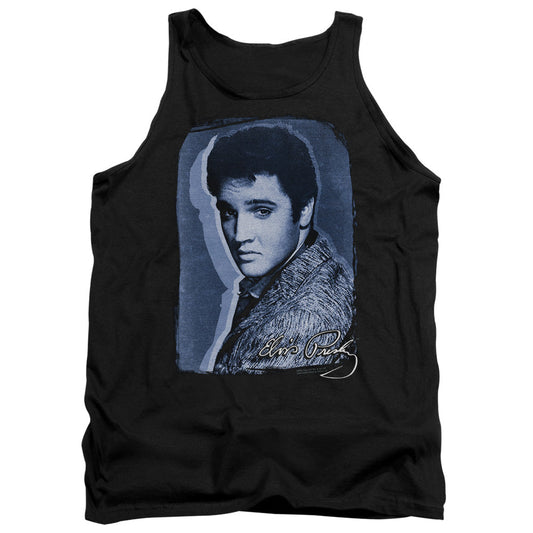 Elvis Presley Overlay Mens Tank Top Shirt Black Officially Licensed