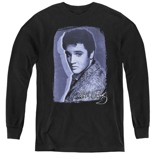 Elvis Presley Overlay Long Sleeve Kids Youth T Shirt Black Officially Licensed