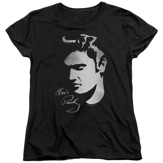Elvis Presley Simple Face Womens T Shirt Black Officially Licensed