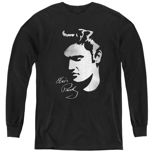 Elvis Presley Simple Face Long Sleeve Kids Youth T Shirt Black Officially Licensed