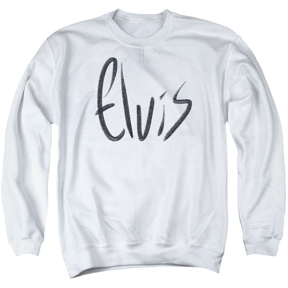 Elvis Presley Sketchy Name Mens Crewneck Sweatshirt White