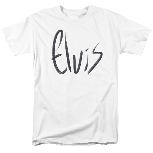 Elvis Presley Sketchy Name Mens T Shirt White Officially Licensed