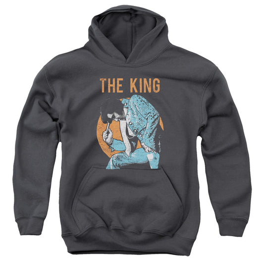 Elvis Presley Mic in Hand Kids Youth Hoodie Charcoal Officially Licensed