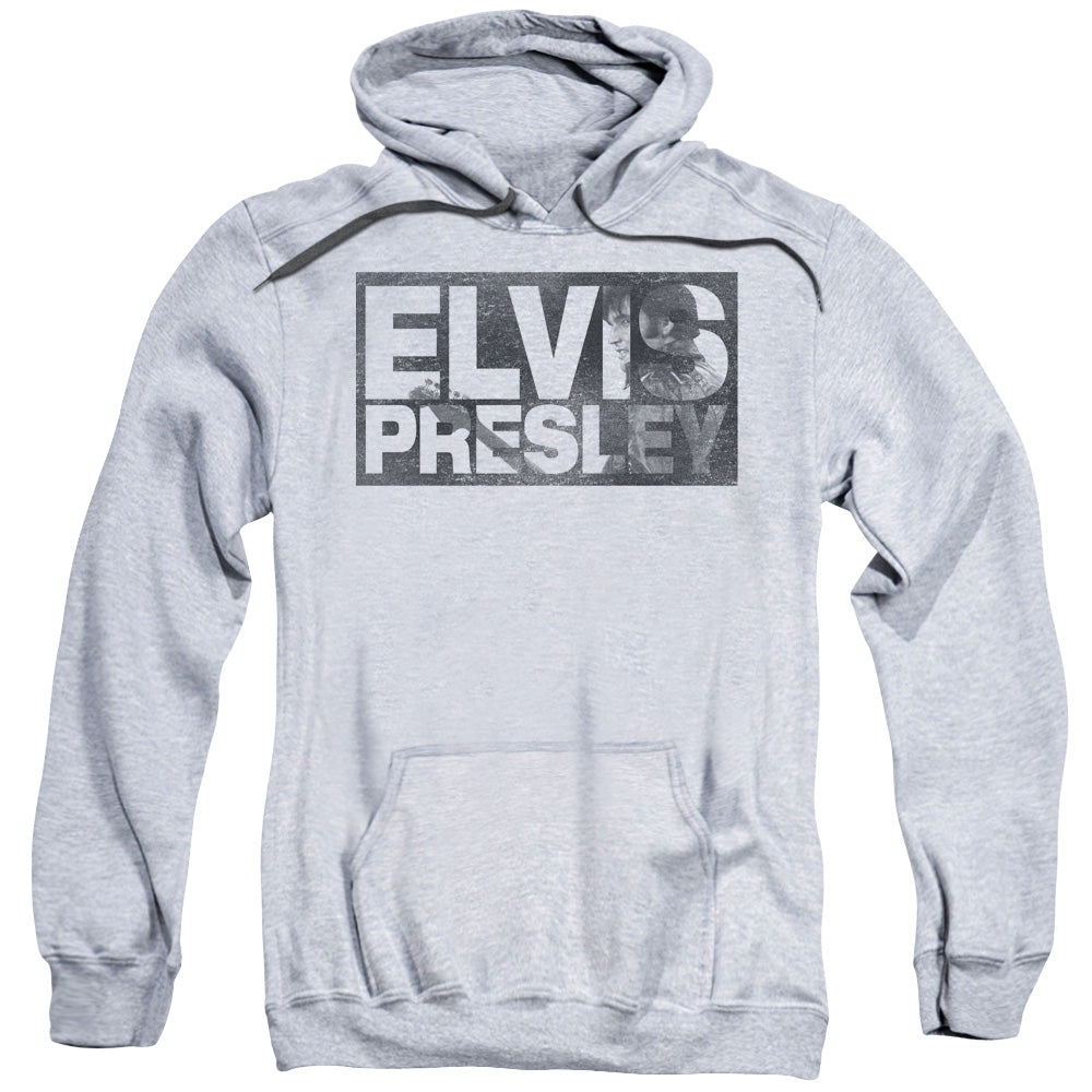 Elvis Presley Block Letters Mens Hoodie Athletic Heather Officially Licensed