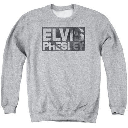 Elvis Presley Block Letters Mens Crewneck Sweatshirt Athletic Heather