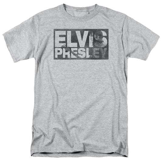Elvis Presley Block Letters Mens T Shirt Athletic Heather Officially Licensed