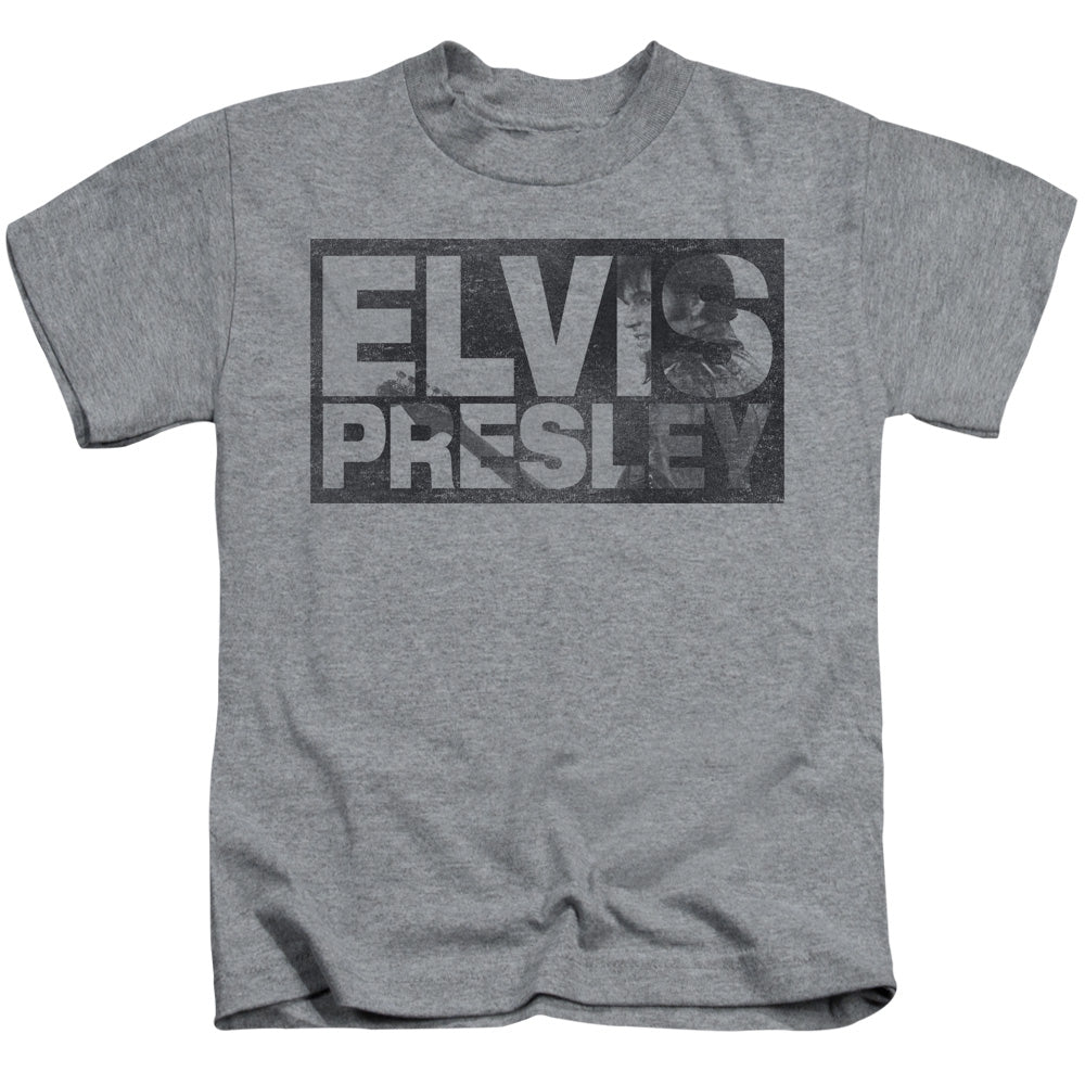 Elvis Presley Block Letters Juvenile Kids Youth T Shirt Athletic Heather Officially Licensed