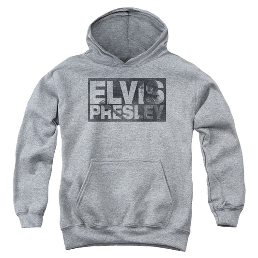 Elvis Presley Block Letters Kids Youth Hoodie Heather Officially Licensed