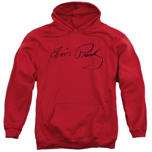 Elvis Presley Signature Sketch Mens Hoodie Red Officially Licensed