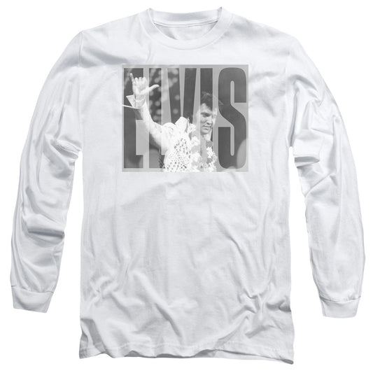 Elvis Presley Aloha Gray Mens Long Sleeve Shirt White Officially Licensed Officially Licensed