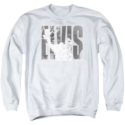 Elvis Presley Aloha Gray Mens Crewneck Sweatshirt White