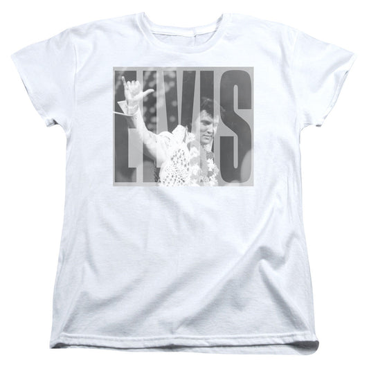 Elvis Presley Aloha Gray Womens T Shirt White Officially Licensed