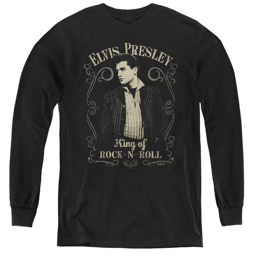 Elvis Presley Rock Legend Long Sleeve Kids Youth T Shirt Black Officially Licensed