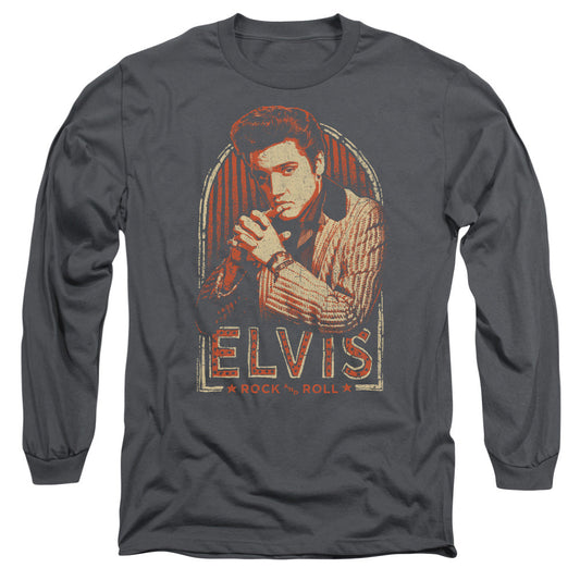 Elvis Presley Stripes Mens Long Sleeve Shirt Charcoal Officially Licensed Officially Licensed